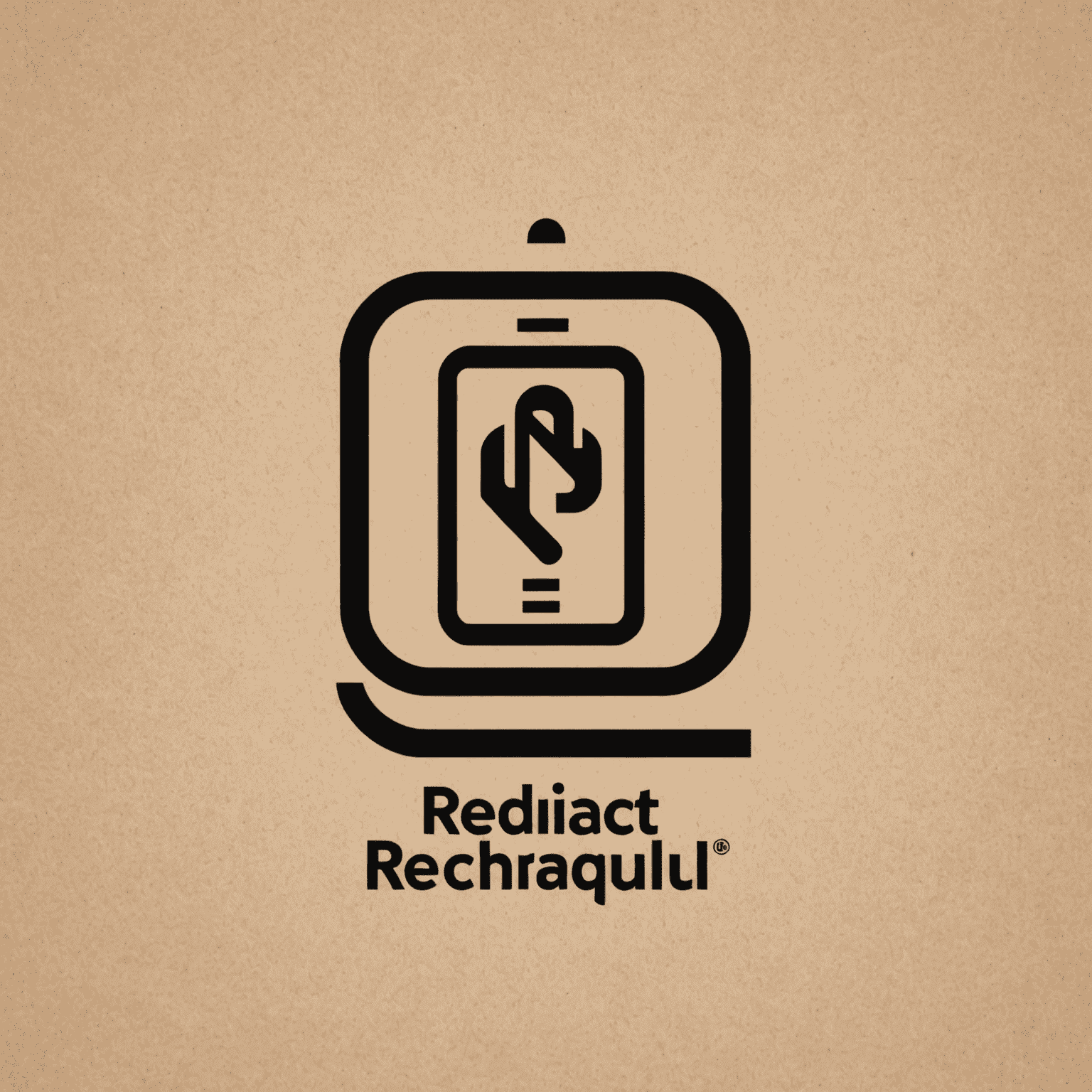 شعار rechaqulu_com يظهر اسم الشركة بخط حديث مع رمز يمثل شحن الهاتف المحمول
