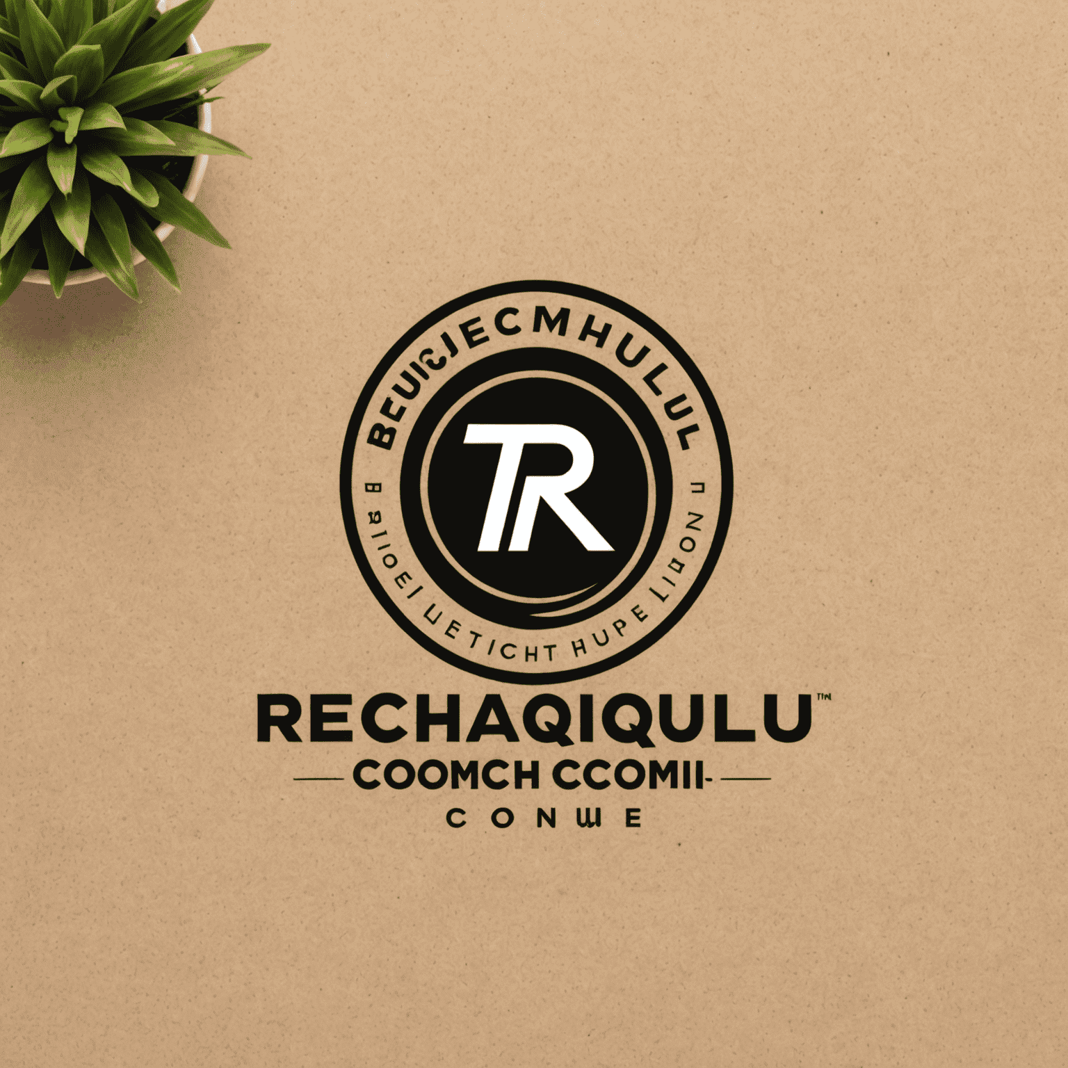 شعار rechaqulu_com يظهر اسم الشركة بخط حديث مع رمز يمثل شحن الهاتف المحمول