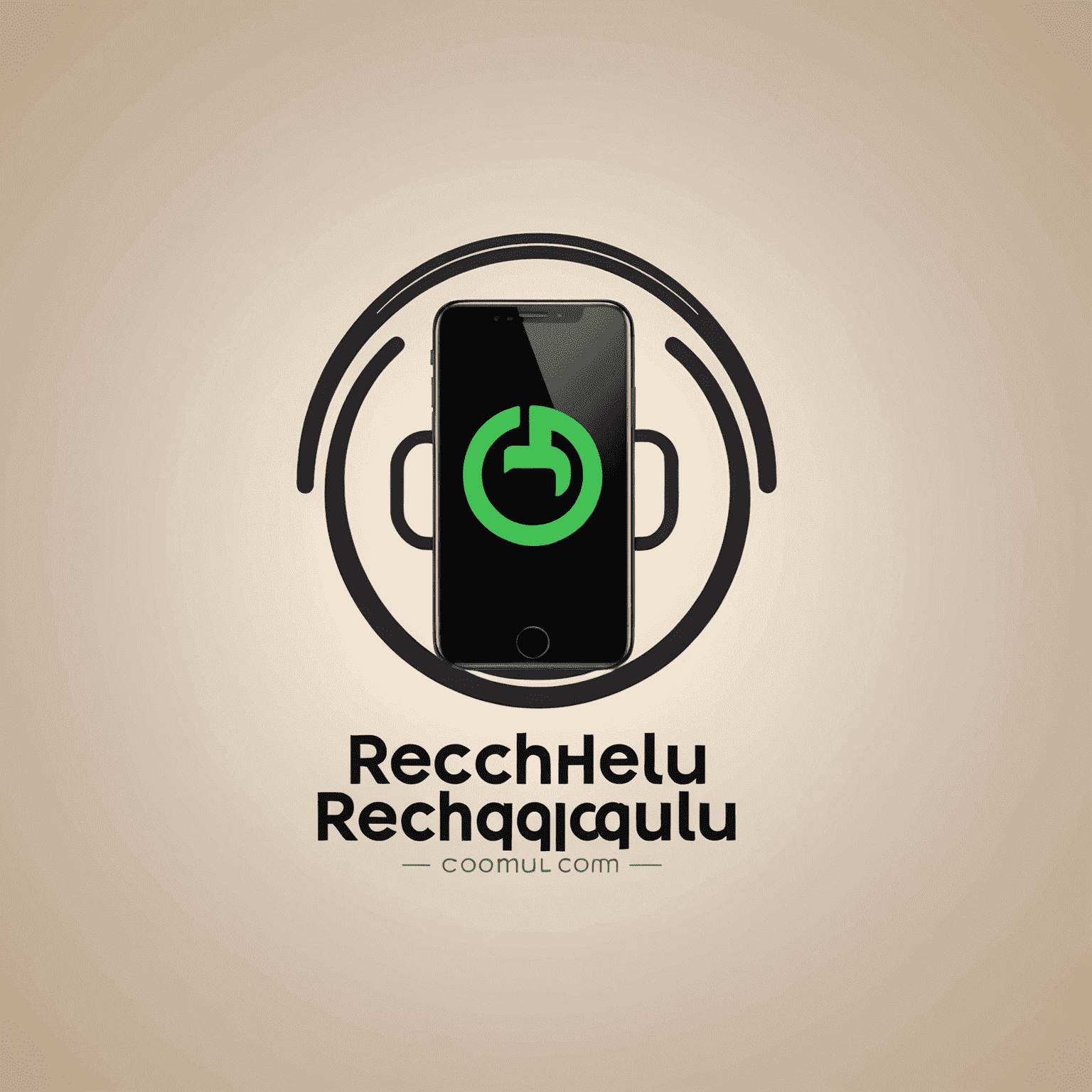 شعار rechaqulu_com يظهر اسم الشركة بخط حديث مع رمز يمثل شحن الهاتف المحمول